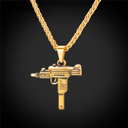 Hip hop Uzi Gun 22 link chain