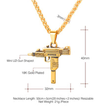 Hip hop Uzi Gun 22 link chain